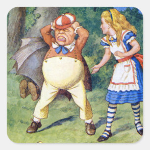 Alice und Tweedledee in Wunderland Quadratischer Aufkleber