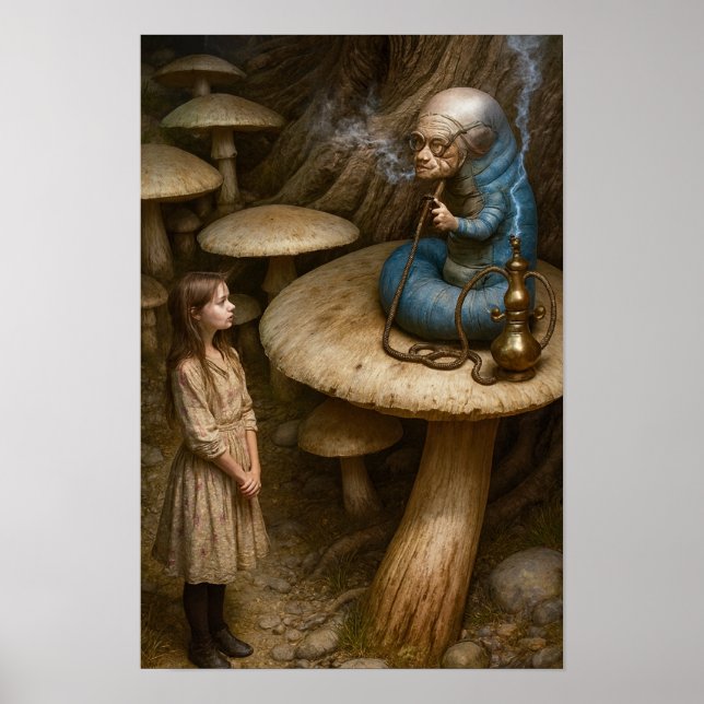 Alice und Wasserpfeife rauchende Raupe Poster (Vorne)