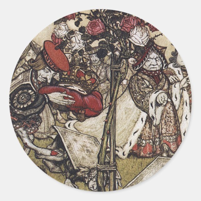 Alice und Wonderland - Arthur Rackham Runder Aufkleber (Vorderseite)