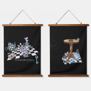 Alice und Wonderland Wall Tapestes Art Décor Wandteppich Mit Holzrahmen