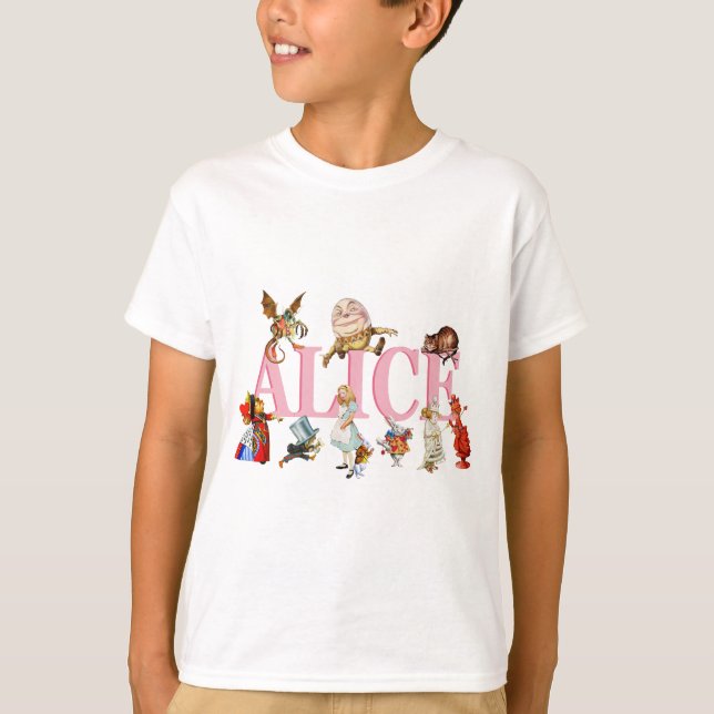 Alice und Wunderland und Freunde. T-Shirt (Vorderseite)