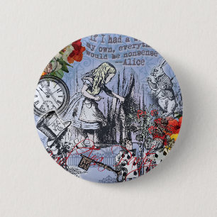 Alice Unsinn Vorhang Wunderland Klassiker Button