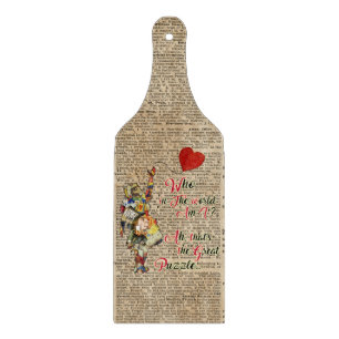 Alice, verrückter Hutmacher & Kaninchen Vintage Co Schneidebrett