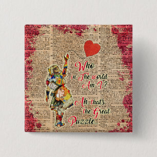 Alice, verrückter Hutter & Kaninchen Vintage Colla Button
