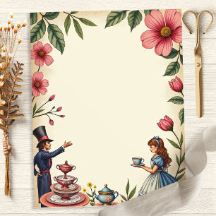 Alice Verrückter Hutter Tee-Party Scrapbook Papier