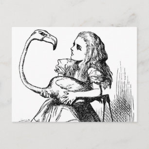 Alice versucht Krocket mit einem Flamingo zu spiel Postkarte