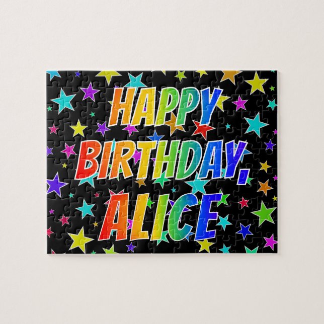 "ALICE" Vorname, Spaß "GLÜCKLICHER GEBURTSTAG" Puzzle (Horizontal)