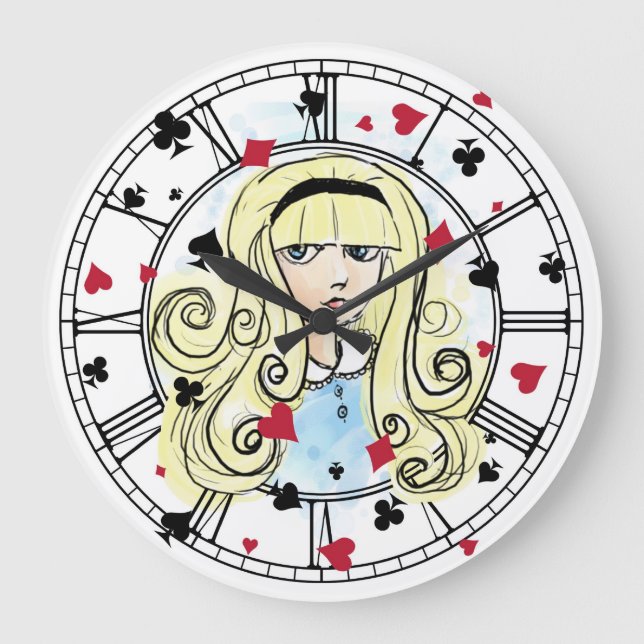 Alice Watercolor Große Wanduhr (Vorderseite)