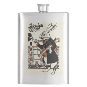 Alice Weißes Kaninchen Klassisches Wunderland  Flachmann