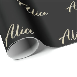 Alice white gold Handwriting Geschenkpapier