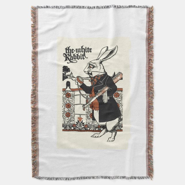 Alice White Rabbit Classic Wonderland Decke (Vorderseite Vertikal)