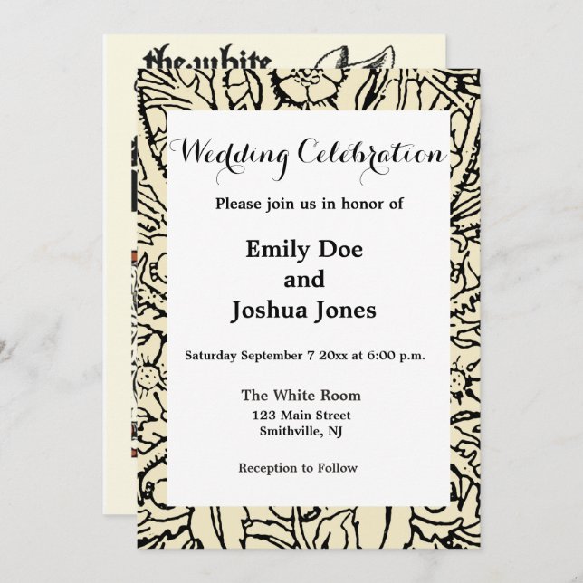 Alice White Rabbit Classic Wonderland Einladung (Vorne/Hinten)