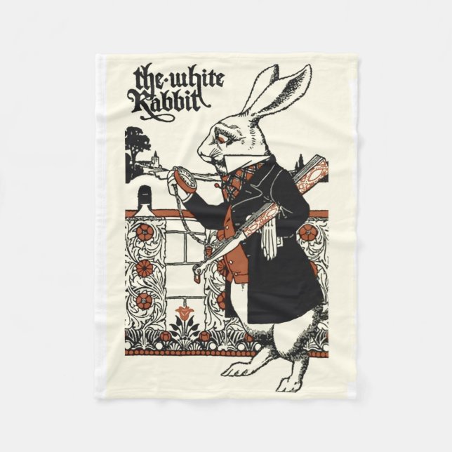 Alice White Rabbit Classic Wonderland Fleecedecke (Vorderseite)