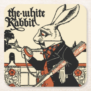Alice White Rabbit Classic Wonderland Rechteckiger Pappuntersetzer