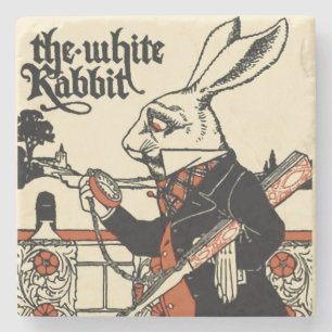 Alice White Rabbit Classic Wonderland Steinuntersetzer