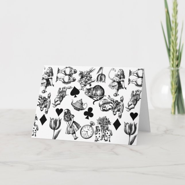 Alice White Rabbit Wonderland Cheshire Cat Karte (Vorderseite)