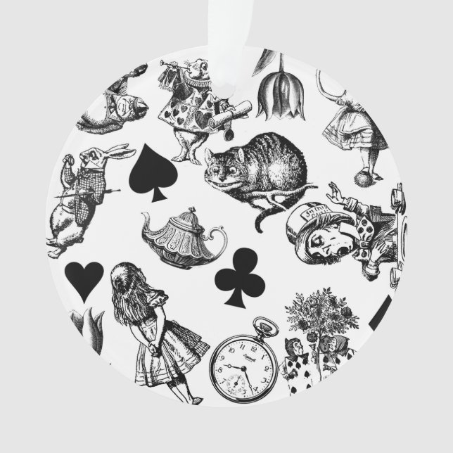 Alice White Rabbit Wonderland Cheshire Cat Ornament (Vorderseite)