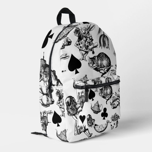 Alice White Rabbit Wonderland Classic Bedruckter Rucksack (Rückseitige Ecke links)