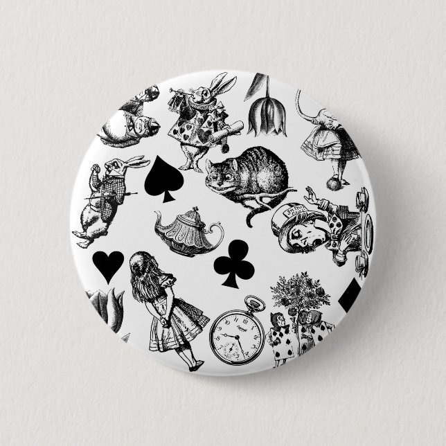 Alice White Rabbit Wonderland Classic Button (Vorderseite)