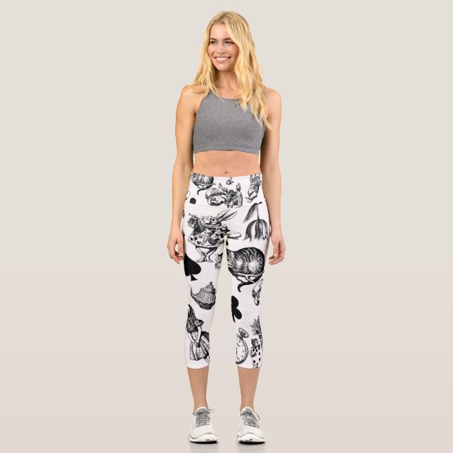 Alice White Rabbit Wonderland Classic Capri Leggings (Vorderseite)