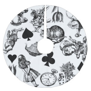 Alice White Rabbit Wonderland Classic Polyester Weihnachtsbaumdecke