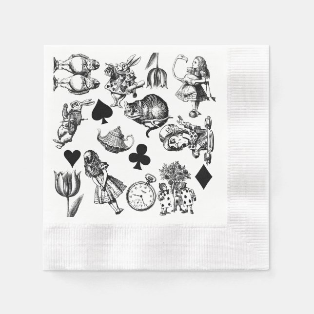 Alice White Rabbit Wonderland Classic Serviette (Vorderseite)