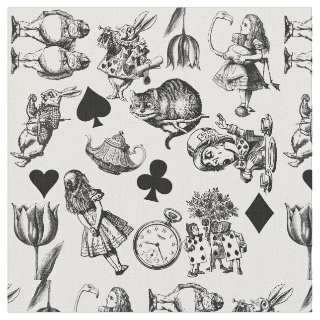 Alice White Rabbit Wonderland Classic Stoff (Nahaufnahme)
