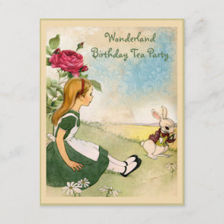 Alice & White Rabbit Wonderland Geburtstagsparty Einladung