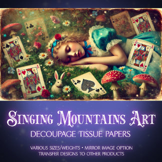 Alice Wonderland Dreams Vintag Fantasy Decoupage Seidenpapier