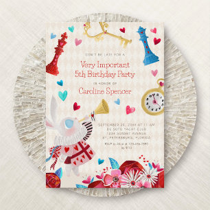 Alice Wonderland Girls Einladung zum Geburtstag