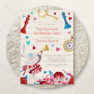 Alice Wonderland Girls Einladung zum Geburtstag