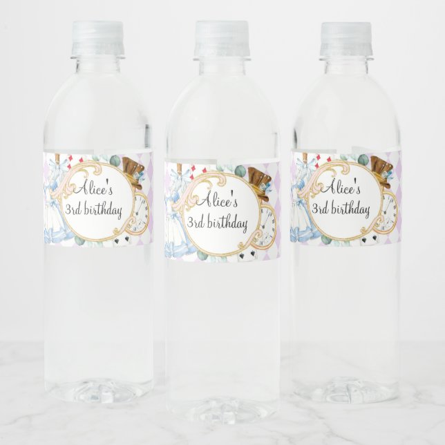 Alice Wonderland mad hatte Party Wasserflasche Wasserflaschenetikett (Flaschen)