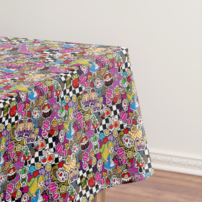 Alice Wonderland Mad Hatter Cat Doodle Art von Lea Tischdecke (Beispiel)