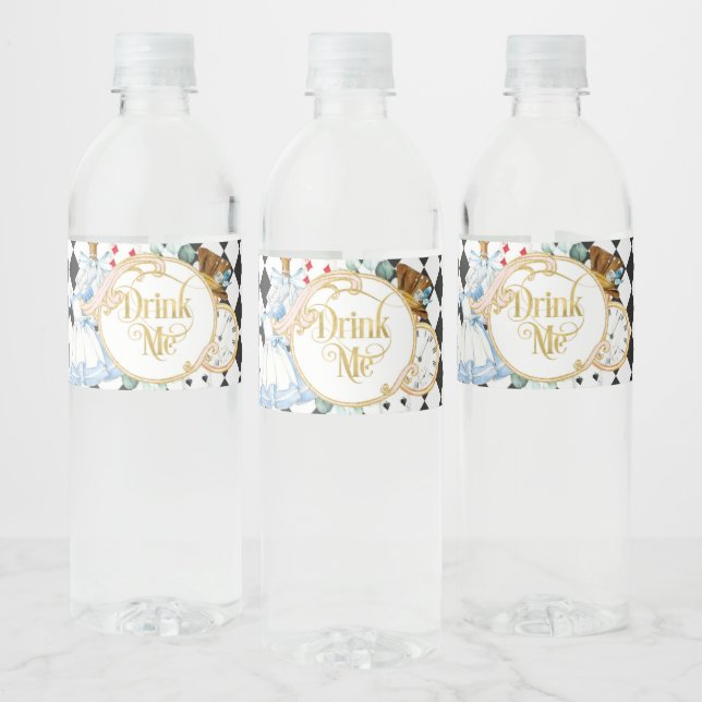 Alice Wonderland mad hatter Tee Party trinken mich Wasserflaschenetikett (Flaschen)