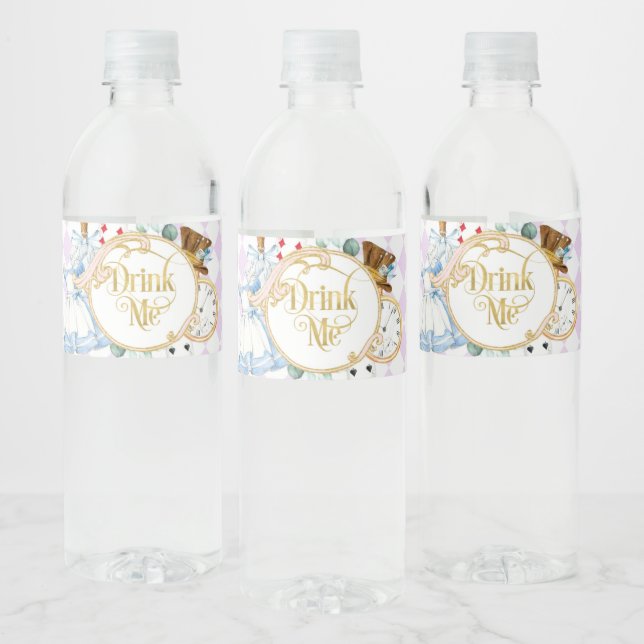 Alice Wonderland mad hatter Tee Party trinken mich Wasserflaschenetikett (Flaschen)