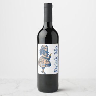 Alice Wonderland Silhouette Drink Me Label Wein Weinetikett