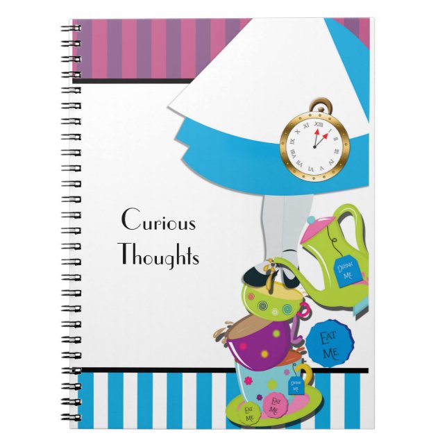 Alice Wonderland Tee Party Notebook Journal Notizblock (Vorderseite)