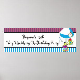 Alice Wonderland Whimsical Mad Tee Party Banner Poster