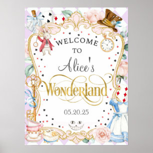 Alice wunderland mad hatt Party Begrüßungszeichen Poster