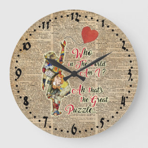 Alice, wütendes Hutmacher &Rabbit Vintages Große Wanduhr