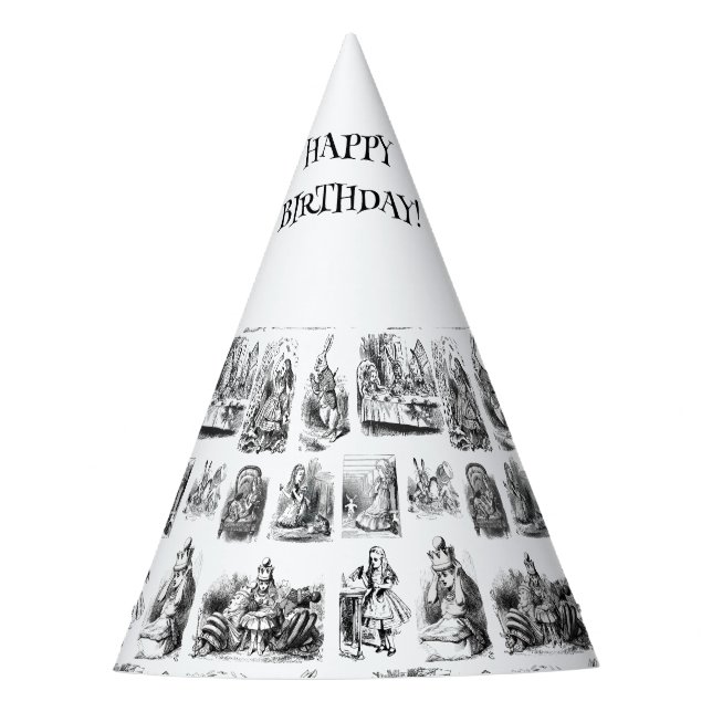 Alice's Adventures in Wonderland Muster Partyhütchen (Vorderseite)