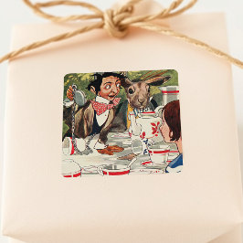 Alice's Adventures in Wunderland Party Vintag Quadratischer Aufkleber