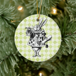 Alice's Weiße Kaninchen Vintag Keramik Ornament