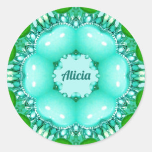 ALICIA ~ Helles Abstraktes Fraktal Muster ~ Runder Aufkleber