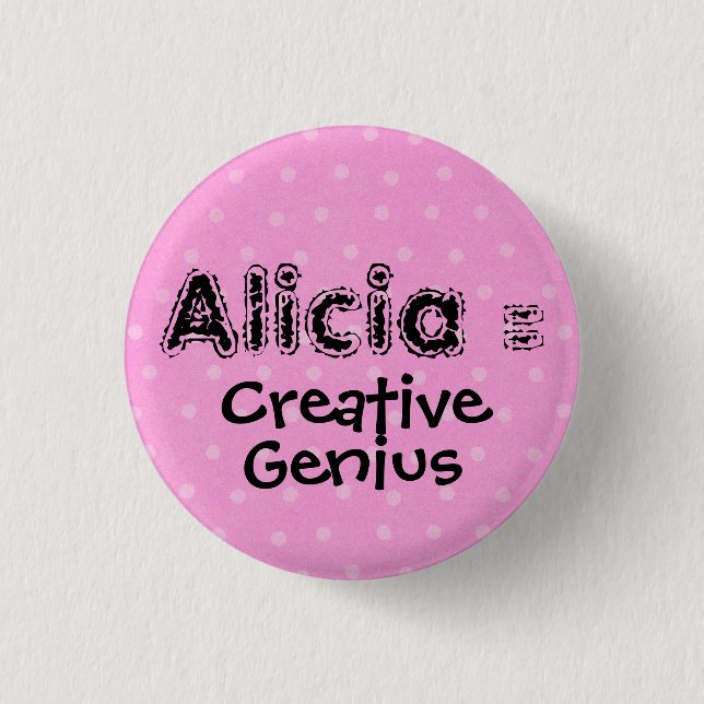 Alicia = kreativ, Genie Button (Vorderseite)