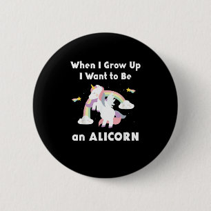 Alicorn, wenn ich aufgewachsen bin Rainbow Pastel Button
