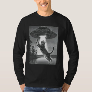 Alien Abduction Cats UFO Flying Saucer Space Funny T-Shirt