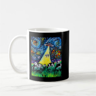 Alien Abduction Cows UFO Starry Night Funny Art vo Kaffeetasse