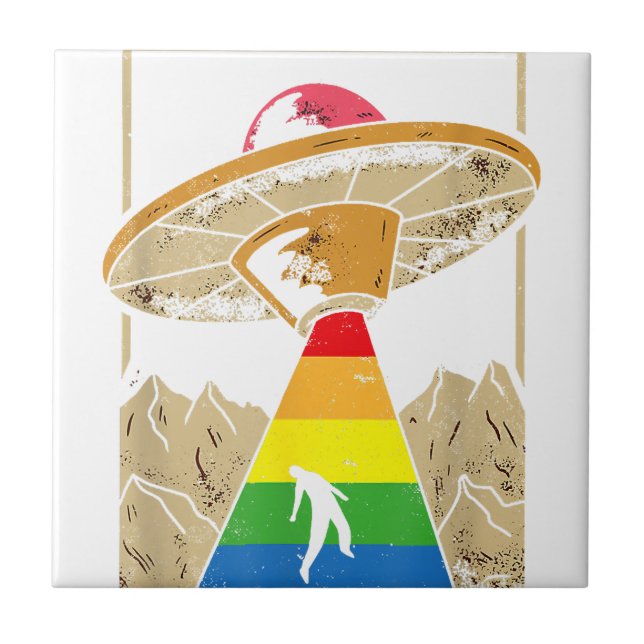 Alien Abduction Gay Pride Gaylien Lgbt Fliese (Vorderseite)
