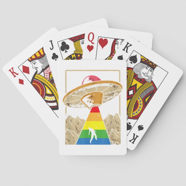 Alien Abduction Gay Pride Gaylien Lgbt Spielkarten (Rückseite)